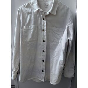 J. Crew Cream‎ White Corduroy Jacket Shacket Button Up Shirt Women's Size Large